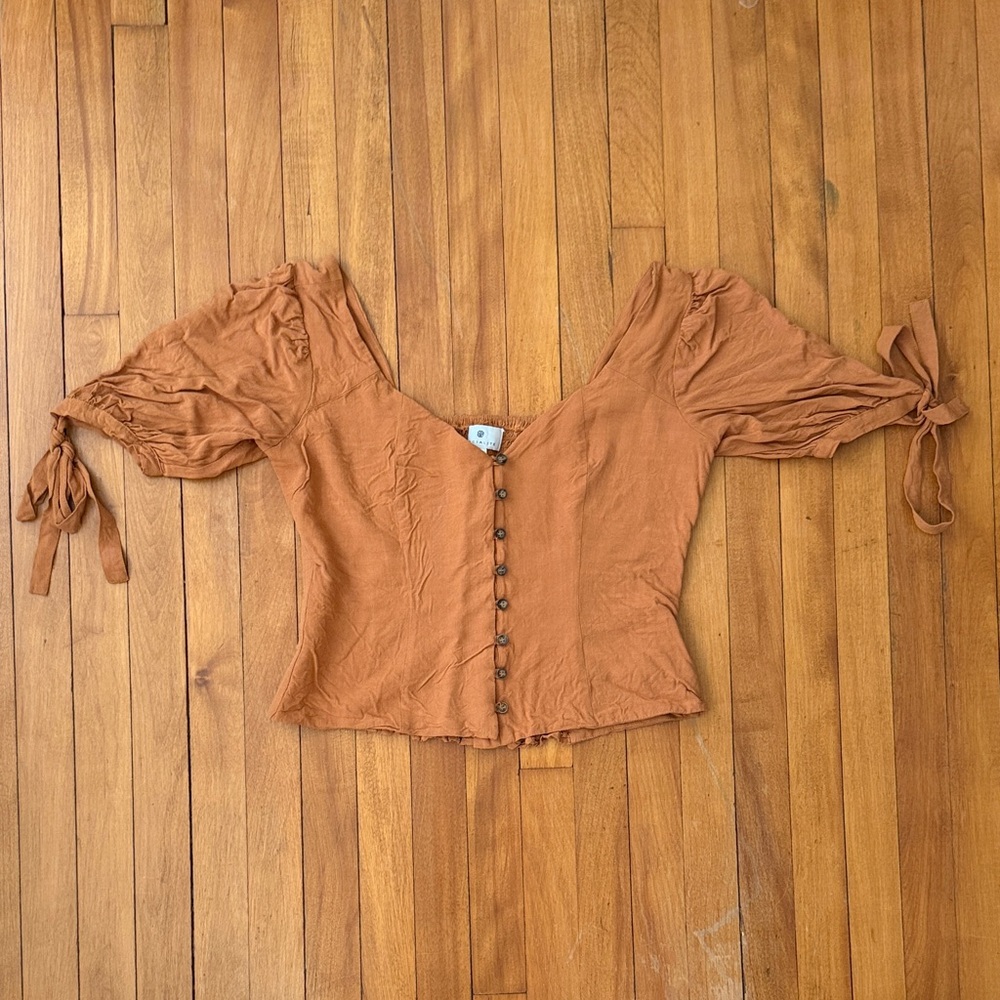 Women's burnt orange Button-Up Top